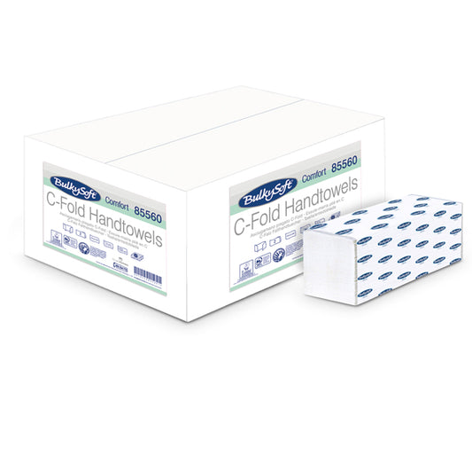 BulkySoft - 85560 - Asciugamani piegati a C Comfort - 2 veli - goffratura micro - 18 gr - 23x31 cm - bianco - BulkySoft - conf. 153 pezzi