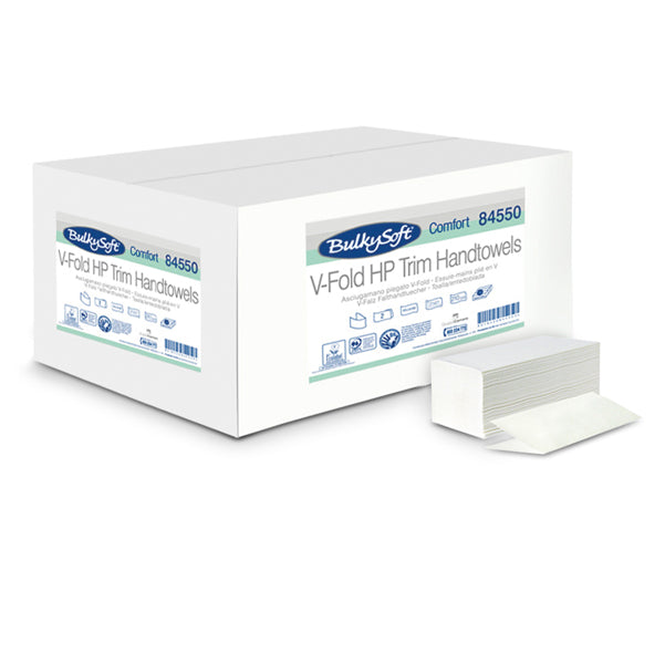 BulkySoft - 84550 - Asciugamani piegati a V Comfort - 2 veli - goffratura micro - 17 gr - 21x21 cm - bianco - BulkySoft - conf. 210 pezzi