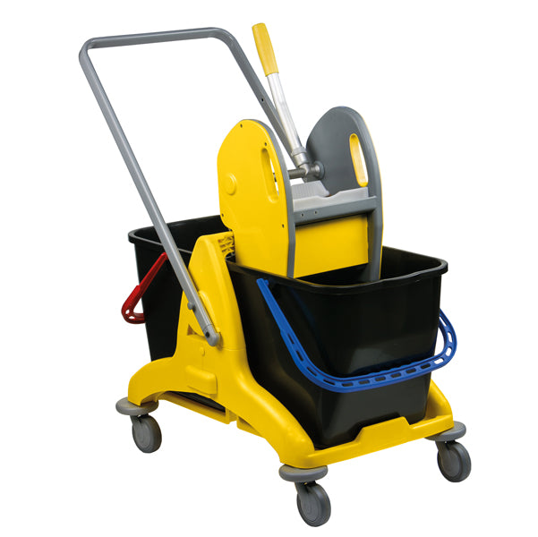 MEDIALINTERNATIONAL - 705001 - Carrello a doppia vasca Pressclean - 81x43,5x88 cm - 25+25 litri - con strizzatore - con ruote pivottanti - Medial International
