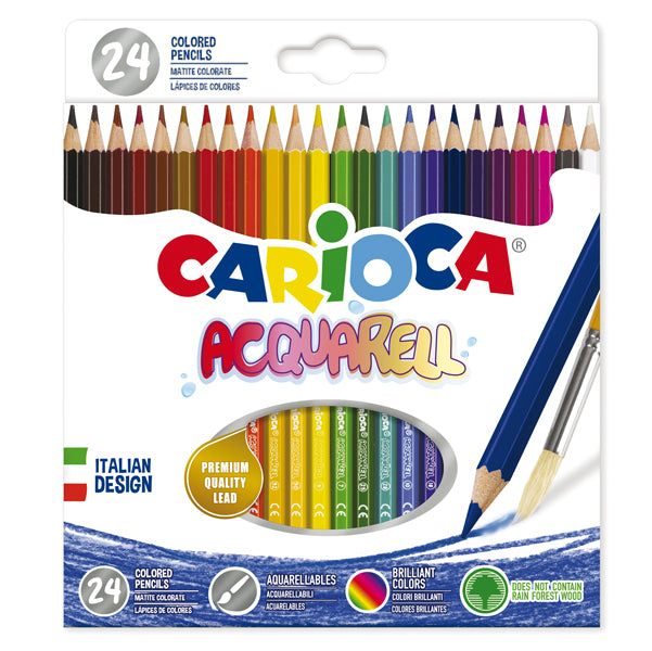 CARIOCA - 42858 - Matite colorate Acquarell - acquerellabili - diametro mina 3,3 mm - colori assortiti - Carioca - astuccio 24 pezzi
