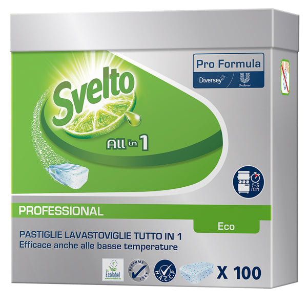 SVELTO - 101101881 - Tabs Eco 3in1 per lavastoviglie - Svelto - fustino da 100 tabs da 20 gr