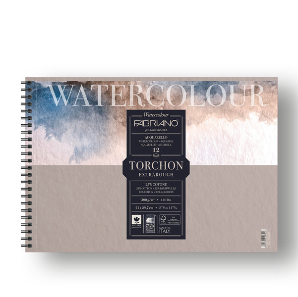 FABRIANO - 19100280 - Blocco Watercolour Torchon - 21x29,7cm - 12 fogli - 300gr - spiralato - Fabriano