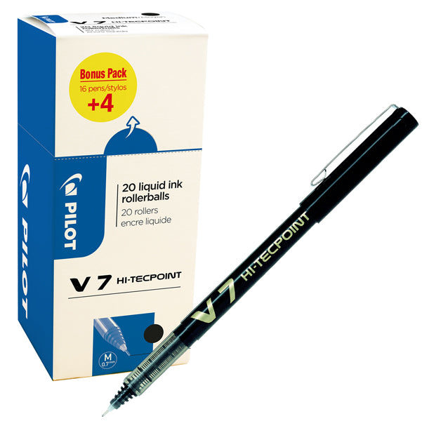 PILOT - 000021 - Roller con cappuccio Hi Tecpoint V7  - punta 0,7mm - nero  - Pilot - conf. 16 + 4 pezzi