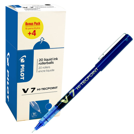 PILOT - 000022 - Roller con cappuccio Hi Tecpoint V7 - punta 0,7mm - blu  - Pilot - conf. 16 + 4 pezzi