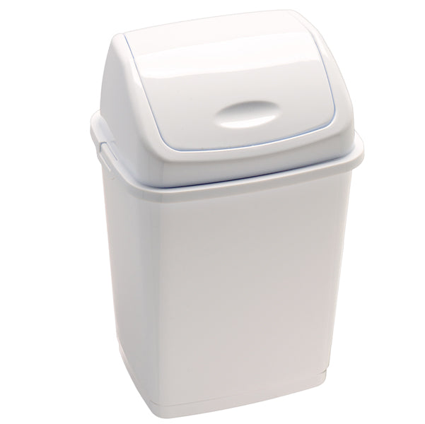 MEDIALINTERNATIONAL - 909018 - Pattumiera con coperchio basculante Rif Basic - 29x23x45 cm - 18 L - bianco - Medial International