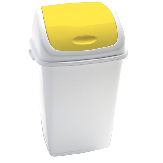 MEDIALINTERNATIONAL - 909056 - Pattumiera con coperchio basculante Rif - 44x33x68 cm - 50 L - bianco-giallo - Medial International