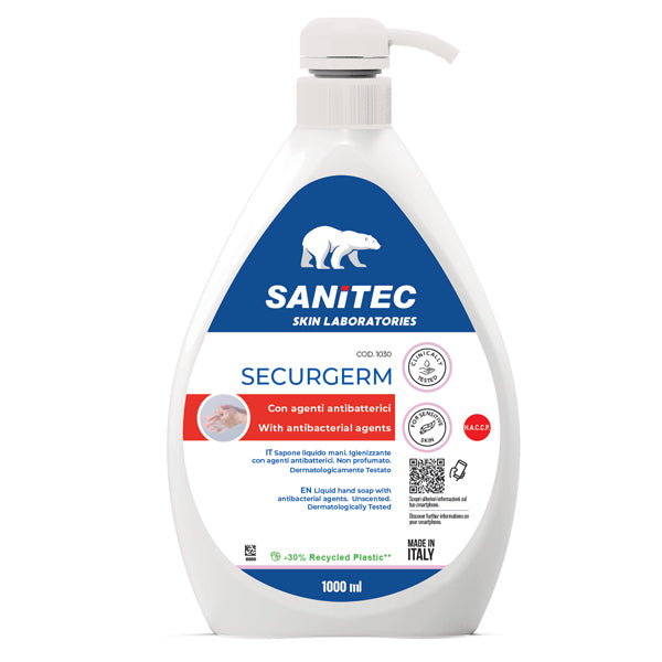 Sanitec - 1030 - Sapone liquido Securgerm - antibatterico - Sanitec - dispenser da 1 L