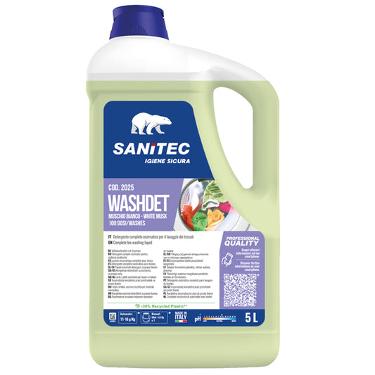 Sanitec - 2025 - Detersivo liquido Lavatrice Washdet Muschio  Bianco- 5 L - Sanitec