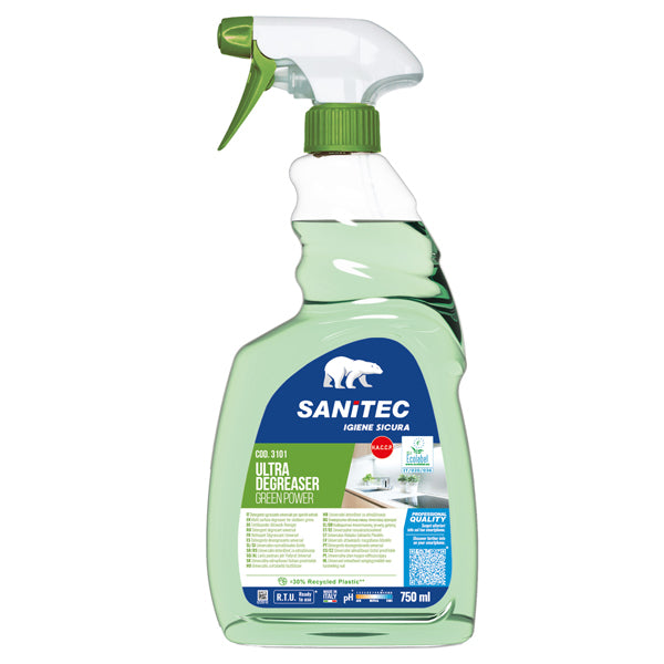 Sanitec - 3101 - Sgrassatore universale Ultra Degreaser Green Power - trigger 750 ml - Sanitec