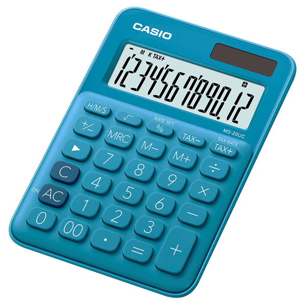 CASIO - MS-20UC-BU-W-EC - Calcolatrice da tavolo MS-20UC - 12 cifre - blu - Casio
