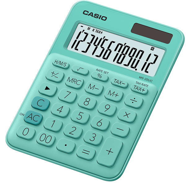 CASIO - MS-20UC-GN-W-EC - Calcolatrice da tavolo MS-20UC - 12 cifre - verde - Casio