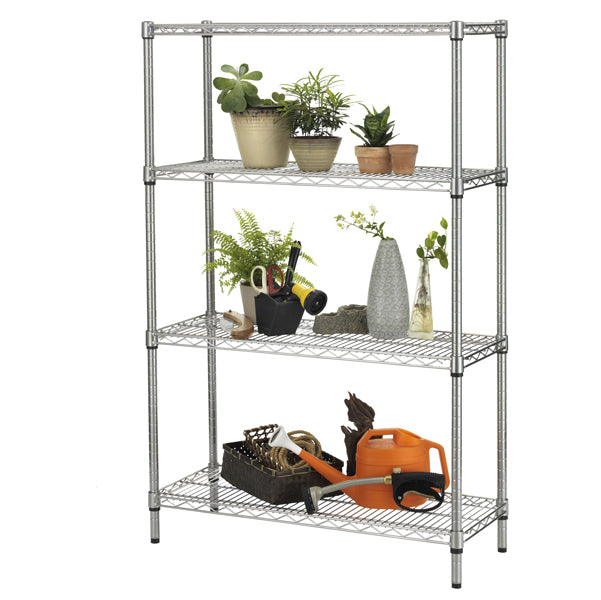 SERENA GROUP - ZN1436-4 - Kit scaffale Archimede Outdoor - 4 ripiani - 36 x 90 x 137 cm - acciaio zincato - cromato - Serena Group