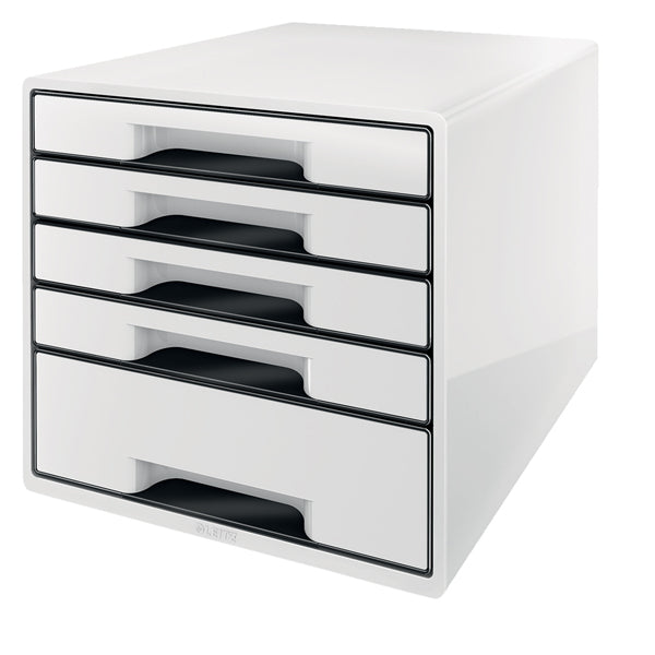 LEITZ - 52531001 - Cassettiera Drawer Cabinet Cube 5 - 28,7 x 27 x 36,3 cm - bianco - Leitz