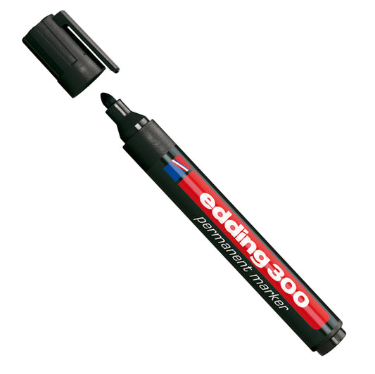 EDDING - 4300001 - Marcatore permanente 300 - punta conica da 1,50mm a 3,00mm - nero - Edding