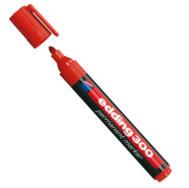 EDDING - 4300002 - Marcatore permanente 300 - punta conica da 1,50mm a 3,00mm - rosso - Edding