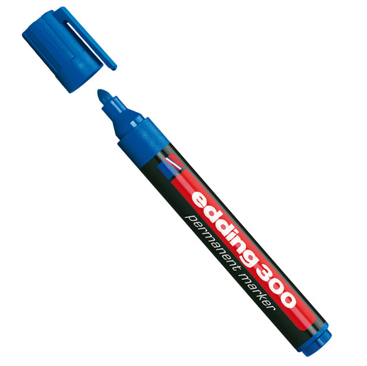 EDDING - 4300003 - Marcatore permanente 300 - punta conica da 1,50mm a 3,00mm - blu - Edding