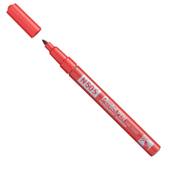 PENTEL - N50S-B - Marcatore permanente N50S - punta tonda - rosso - Pentel