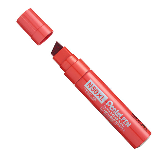 PENTEL - N50XL-B - Marcatore permanente N50XL - punta scalpello - rosso - Pentel