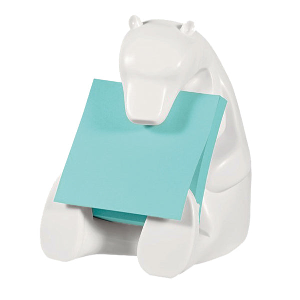 POST-IT - 7100285519 - Dispenser orso bianco + ricarica Post it  Super Sticky Z Notes azzurro - BEAR-330 - 76 x 76 mm - 90 fogli - Post it