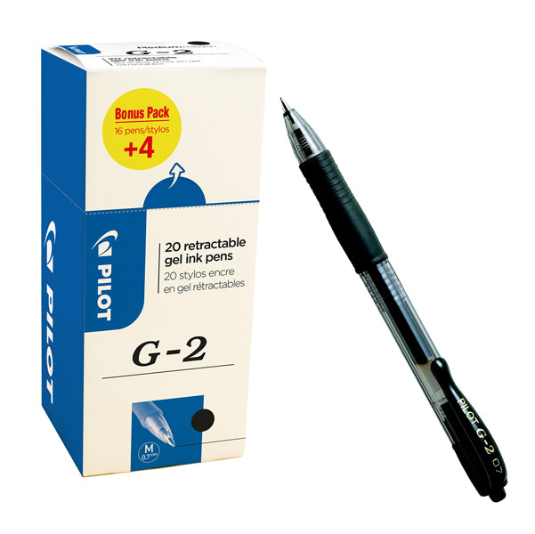 PILOT - 000017 - Roller gel a scatto G 2 - punta 0,7mm  - nero - Pilot - conf. 16 + 4 pezzi