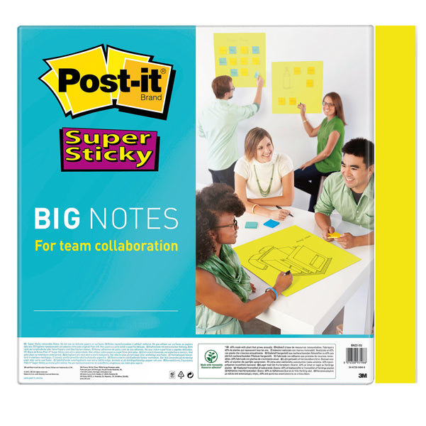 POST-IT - 28649 - Blocco di fogli Super Sticky Big Notes - BN11-EU - 279 x 279 mm - giallo neon - 30 fogli - Post-it