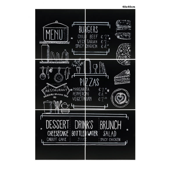 SECURIT - FB-XXL - Lavagna da parete XXL - 40 x 40 cm - nero - Securit - set 6 pezzi affiancabili
