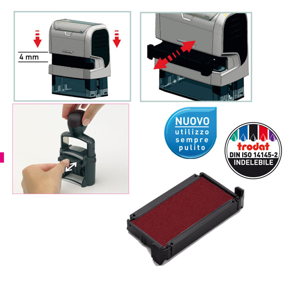 TRODAT - 1492 - Tampone di ricambio 6-4911 - rosso - Trodat - conf. 3 pezzi