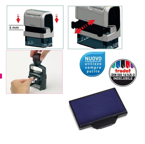 TRODAT - 1530 - Tampone di ricambio 6-56 - blu - Trodat - conf. 3 pezzi