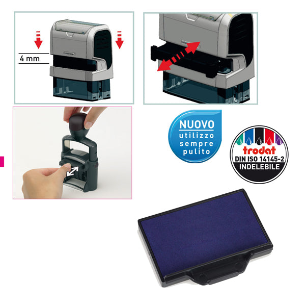 TRODAT - 1525 - Tampone di ricambio 6-53 - blu - Trodat - conf. 3 pezzi