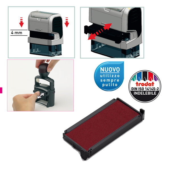 TRODAT - 1499 - Tampone di ricambio 6-4913 - rosso - Trodat - conf. 3 pezzi