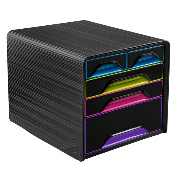 CEP - 1072130411 - Cassettiera Smoove - 36 x 28,8 x 27 cm - 5 cassetti misti - nero-multicolore - Cep