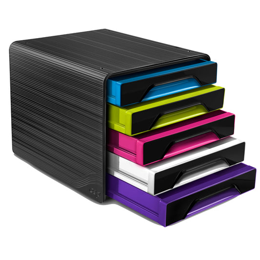 CEP - 1071110411 - Cassettiera Smoove - 36 x 28,8 x 27 cm - 5 cassetti standard - nero-multicolore - Cep