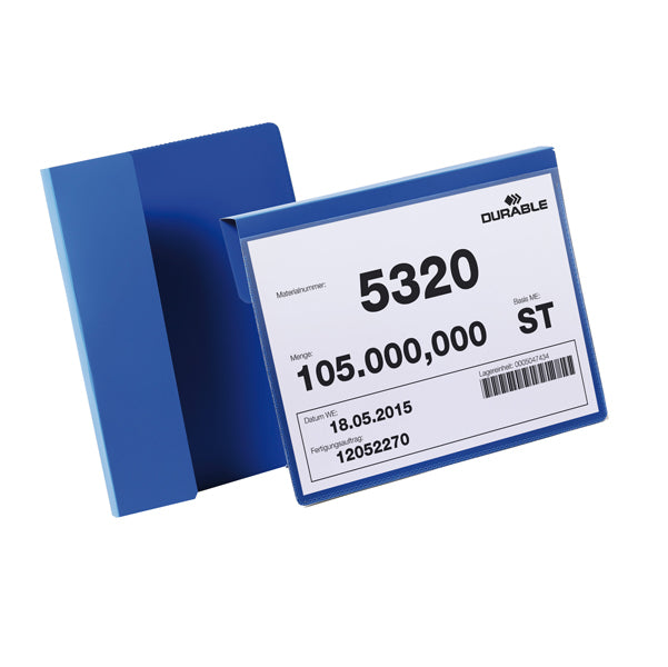 DURABLE - 1722-07 - Buste identificative - con aletta pieghevole - A5 orizzontale - blu - Durable - conf. 50 pezzi