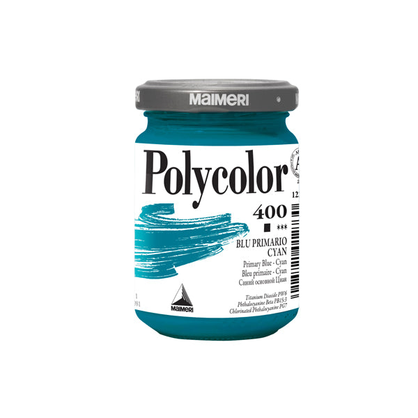MAIMERI - M1220400 - Colore vinilico Polycolor - 140 ml - blu primario cyan - Maimeri
