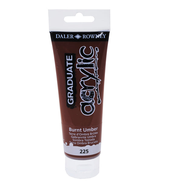 DALER ROWNEY - D123120225 - Colore acrilico fine Graduate - 120 ml - terra d'ombra bruciata - Daler Rowney