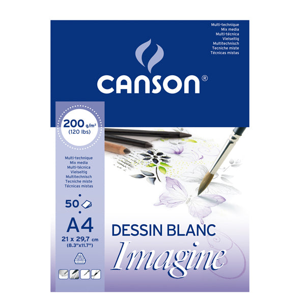 CANSON - 200006008 - Blocco collato lato corto Imagine - A4 - 200 gr - 50 fogli - Canson