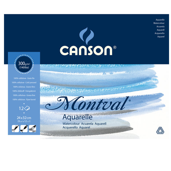 CANSON - 200807319 - Blocco collato lato corto Montval - 24x32  cm - 300 gr - 12 fogli - Canson