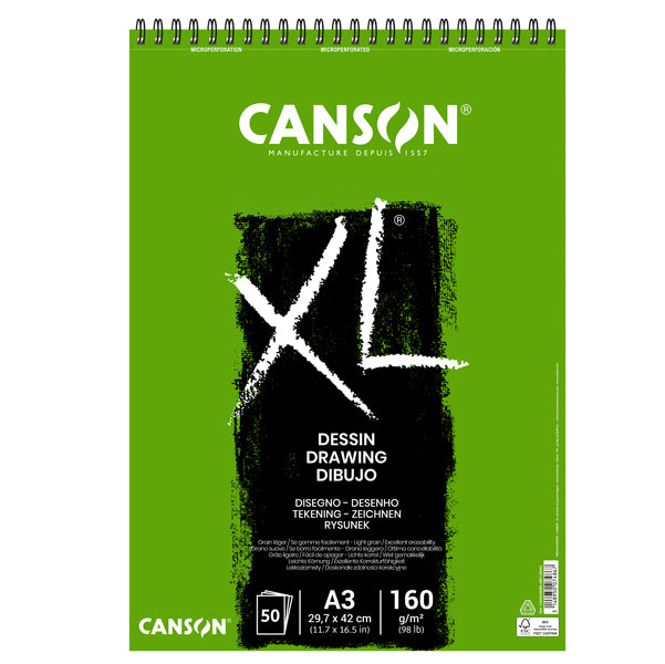 CANSON - 400039089 - Album spiralato lato corto XL drawing - A3 - 160 gr - 50 fogli - Canson