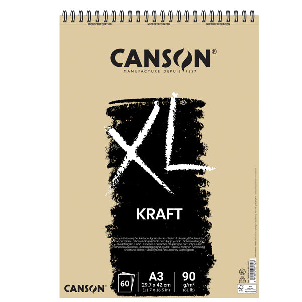 CANSON - 400039142 - Album spiralato lato corto XL kraft - A3 - 90 gr - 60 fogli - Canson