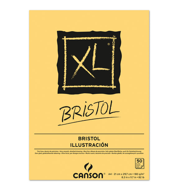 CANSON - C31078A021 - Blocco collato lato corto XL Bristol - A4 - 180 gr - 50 fogli -  Canson