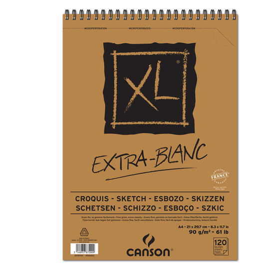 CANSON - 200787500 - Album spiralato lato corto XL - A4 - 90 gr - 120 fogli - extra white - Canson