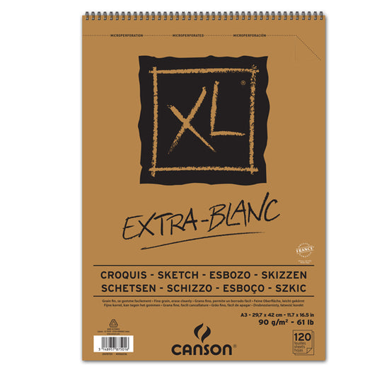 CANSON - 200787501 - Album spiralato lato corto XL - A3 - 90 gr - 120 fogli - extra white - Canson