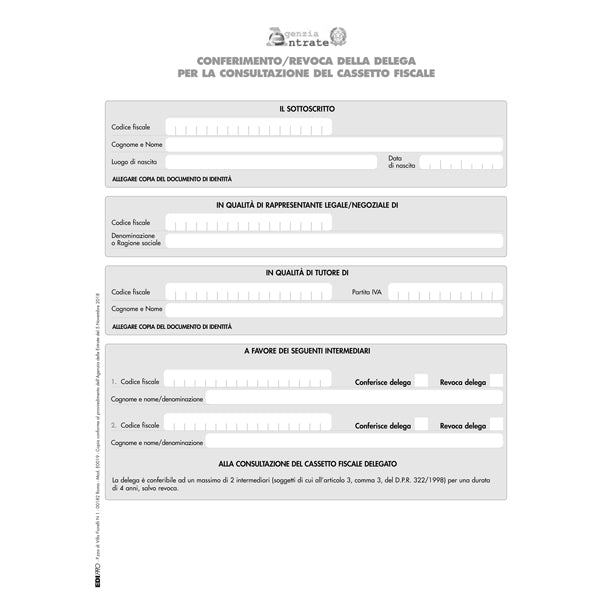 EDIPRO - E0019 - Modulo per conferimento revoca - cass. Fiscale - 29,7x21cm - Edipro