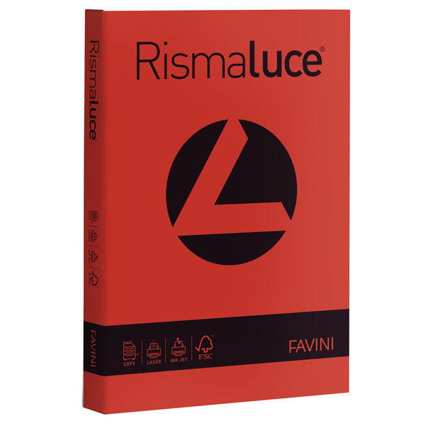 FAVINI - A66C304 - Carta Rismaluce - A4 - 90 gr - scarlatto 61 - Favini - conf. 300 fogli