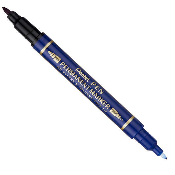 PENTEL - N75W-CE - Marcatore permanente Twin tip - doppia punta Fine-ExtraFine - Blu - Pentel