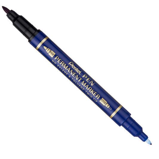 PENTEL - N75W-CE - Marcatore permanente Twin tip - doppia punta Fine-ExtraFine - Blu - Pentel