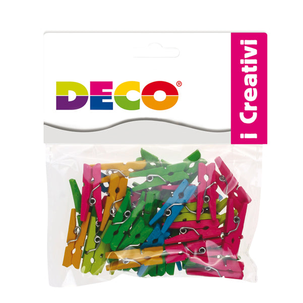 DECO - 12023 - Mollettine mini - in legno - colori neon - 25 mm - Deco - conf. 45 pezzi