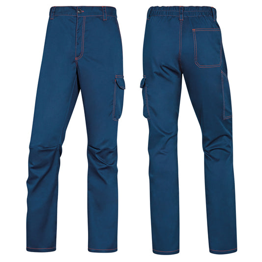 DELTAPLUS - PANOSTRPAMOGT - Pantalone da lavoro Panostrpa - sargia-poliestere-cotone-elastan - taglia L - blu-arancio - Deltaplus