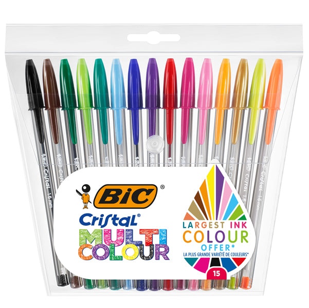 BIC - 964899 - Penna sfera Cristal  multicolor - punta 1,6 mm - colori assortiti - Bic - conf. 15 pezzi