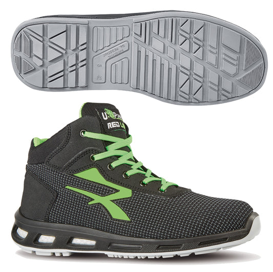 U-Power - RL10356-43 - Calzatura di sicurezza Hard S3 SRC - pelle idrorepellente - numero 43 - grigio scuro-verde - U-Power